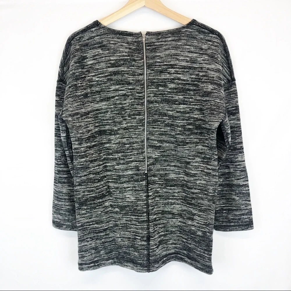 J.Crew Jaspé Space Dye Tunic Zip-Back Detail‎ Double Faced Jersey Wool Blend Top